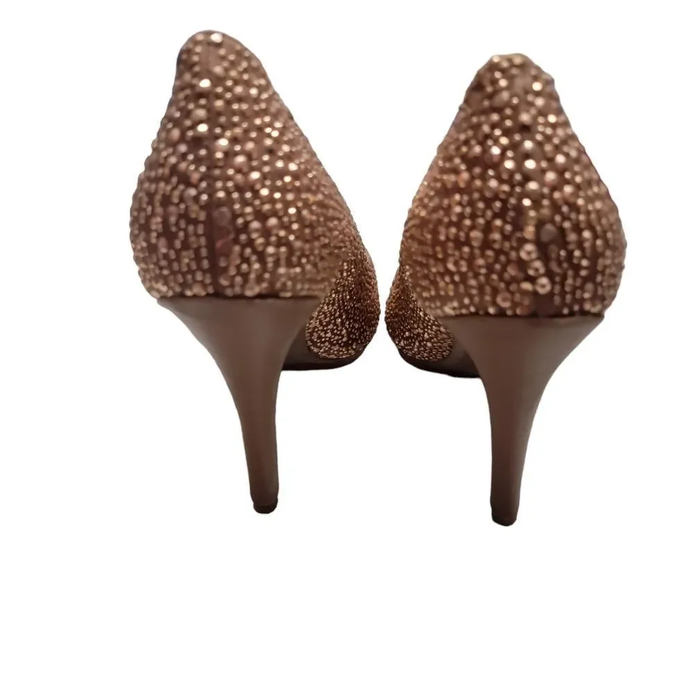 Jeffrey Campbell studded jewel heels nude black pointed toe 4 inch size‎ 9